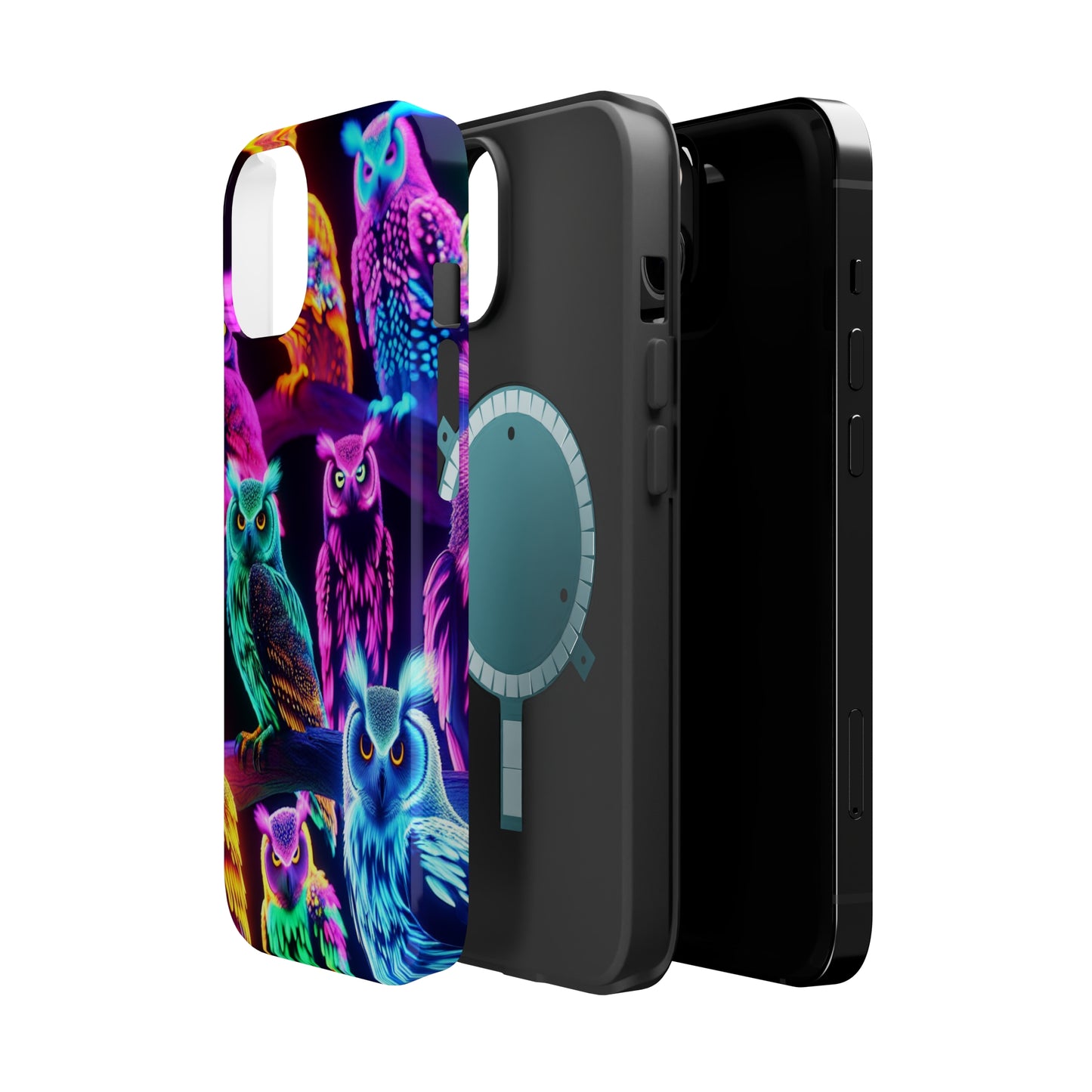 Neon Night Owls. Neon Owls Premium Art Magsafe Magnet Tough IPhone 13 14 15 Pro Plus Max and Mini in Matte and Glossy Phone cases