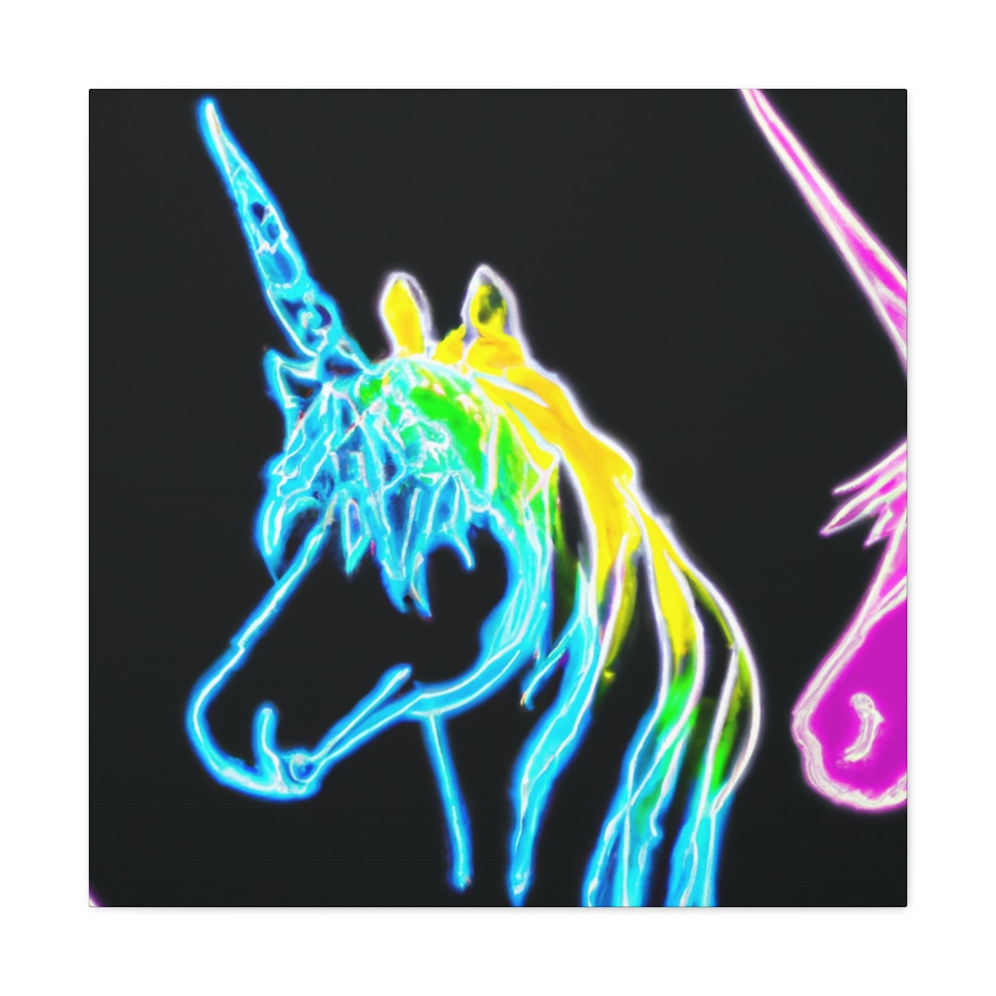 "The Glowing Rainbow Herd" NEON Unicorns Art Canvas