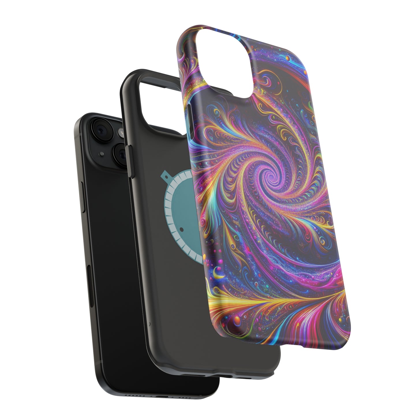 Vivid Psychedelic Cosmic Euphoria. Neon Trippy Infinity Patterns Premium Art Magsafe Magnet Tough IPhone 13 14 15 Pro Plus Max and Mini in Matte and Glossy Phone cases