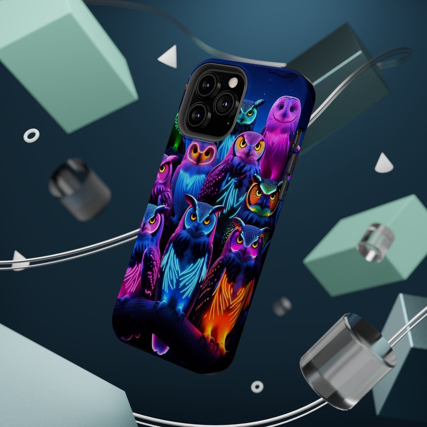 Neon Nocturne Owls. Neon Owls Premium Art Magsafe Magnet Tough IPhone 13 14 15 Pro Plus Max and Mini in Matte and Glossy Phone cases