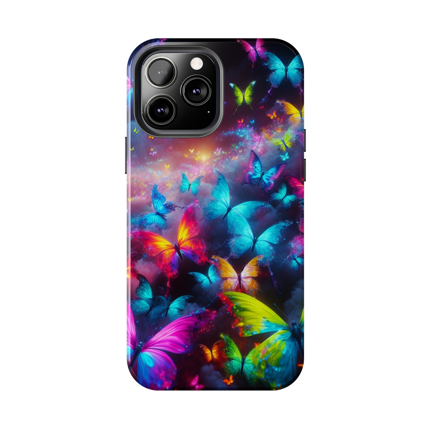 "Neon Flutterings" NEON Butterflies Tough Phone Case Iphone  7 8 9 10 11 12 13 14 SE X XR XS Pro Max Mini Plus