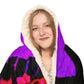 "Neon Swirls of Light" - NEON Butterflies Art Hooded Snuggle Blanket
