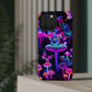 "Neon Gloomsprite Dance" Neon Butterflies and Mushrooms Premium Art Magsafe Magnet Tough IPhone 13 14 15 Pro Plus Max and Mini in Matte and Glossy Phone cases