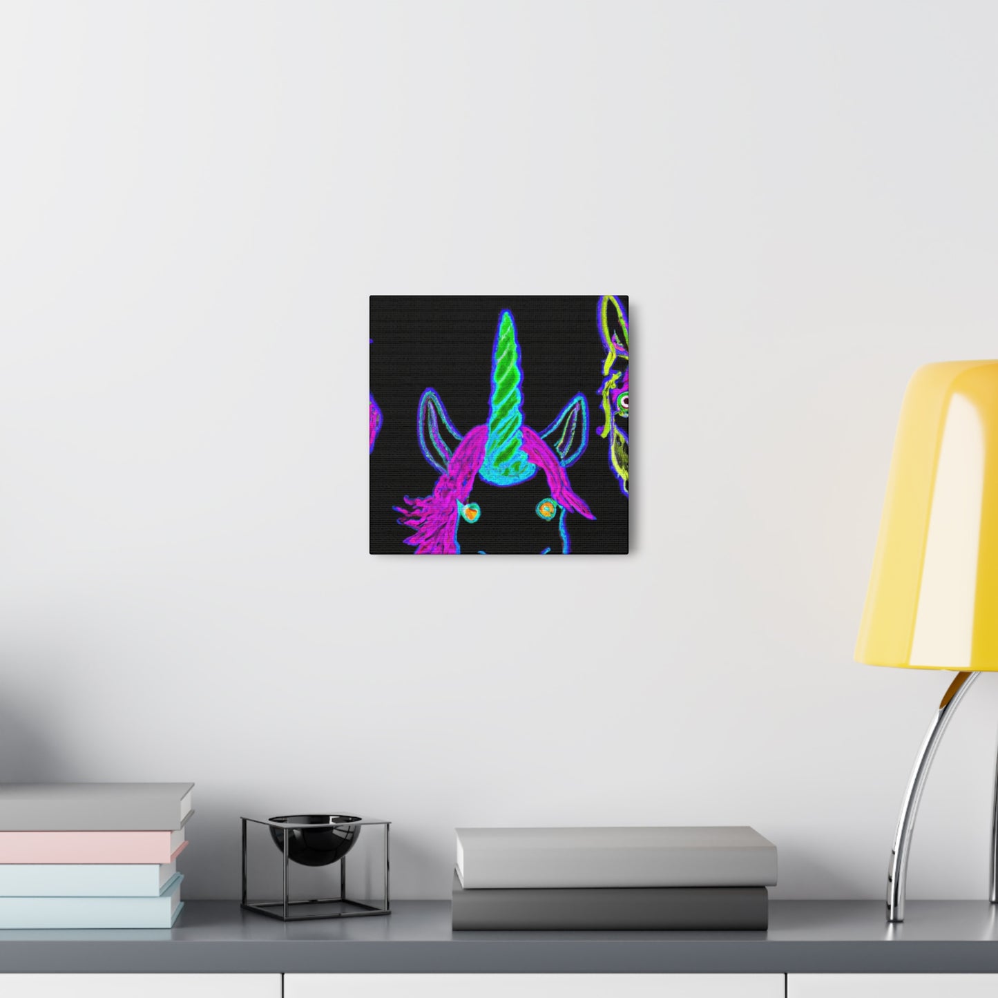 Vibrant Neon Magic. NEON Unicorns Art Canvas