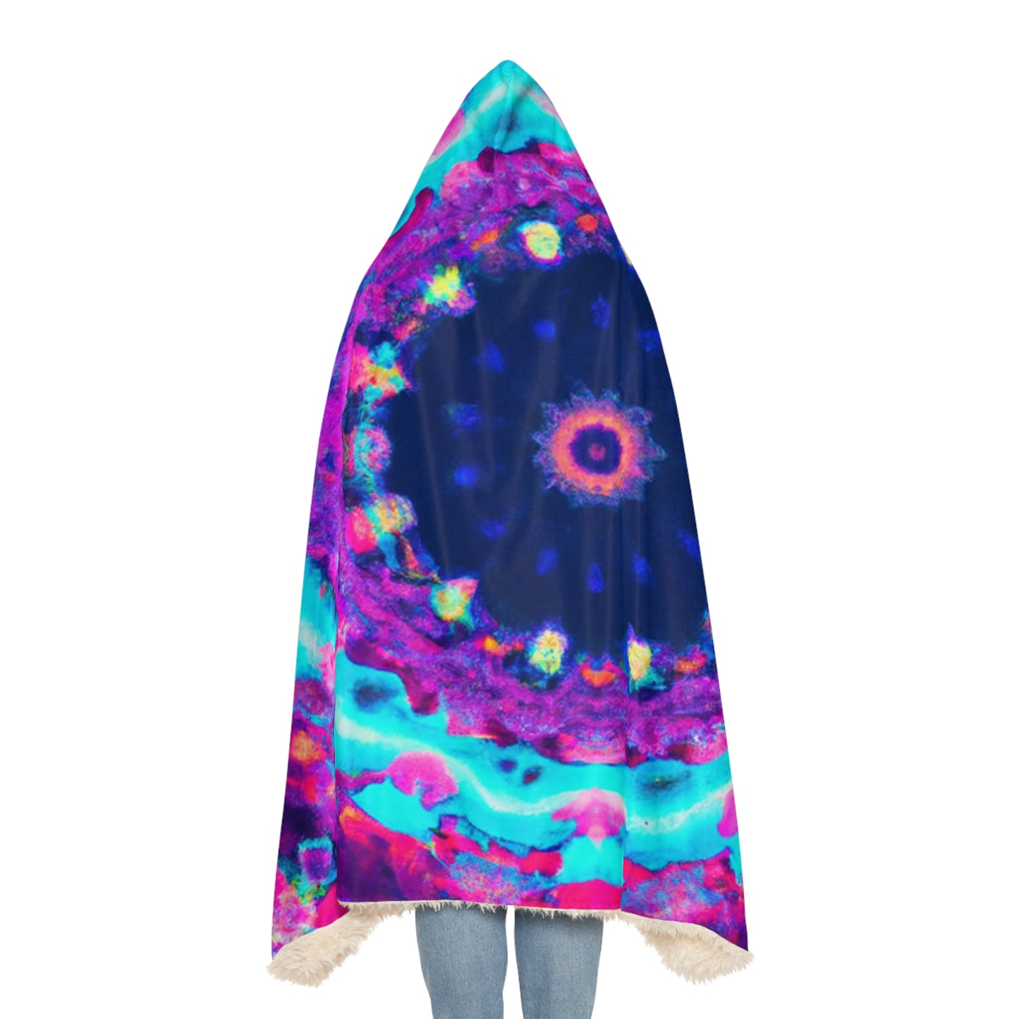 Neon Infinity Splendor - NEON Infinity Patterns Art Hooded Snuggle Blanket