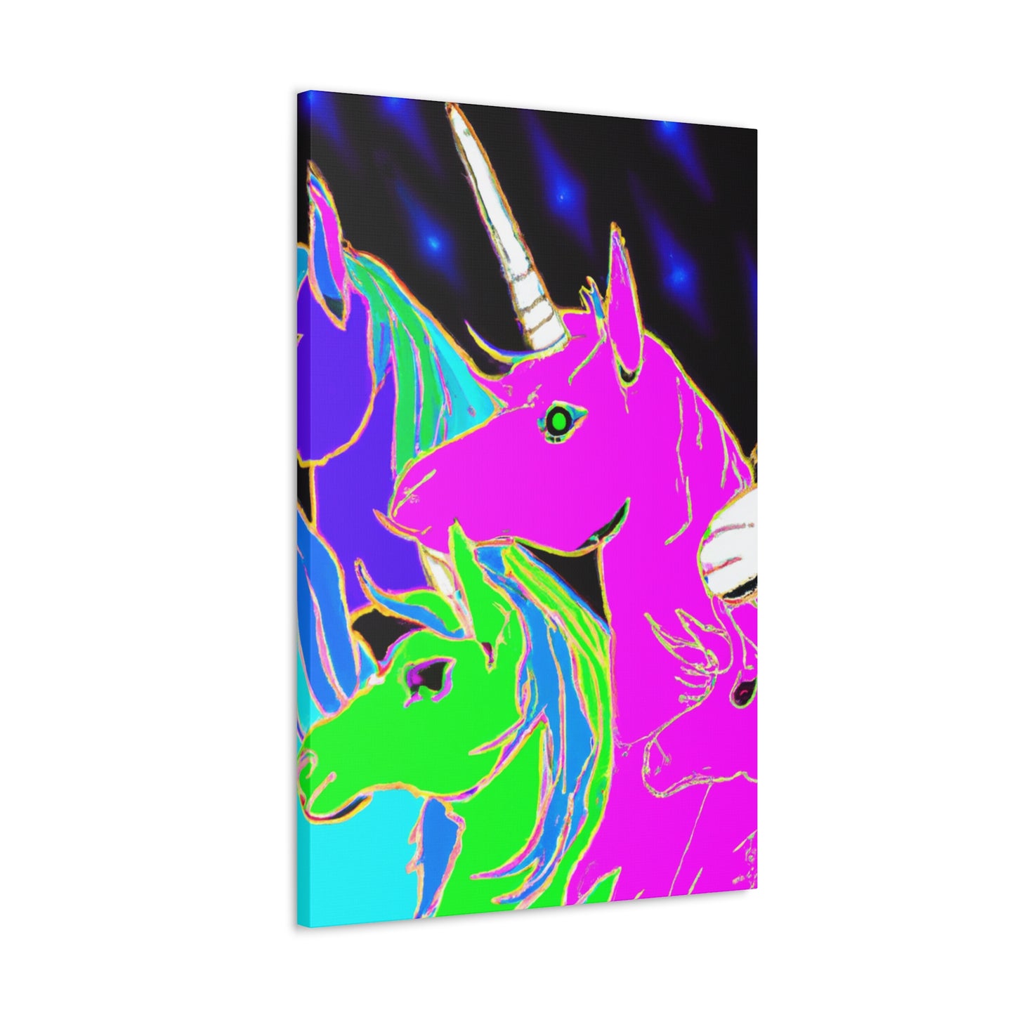 "Neon Rainbow Posse" NEON Unicorns Art Canvas