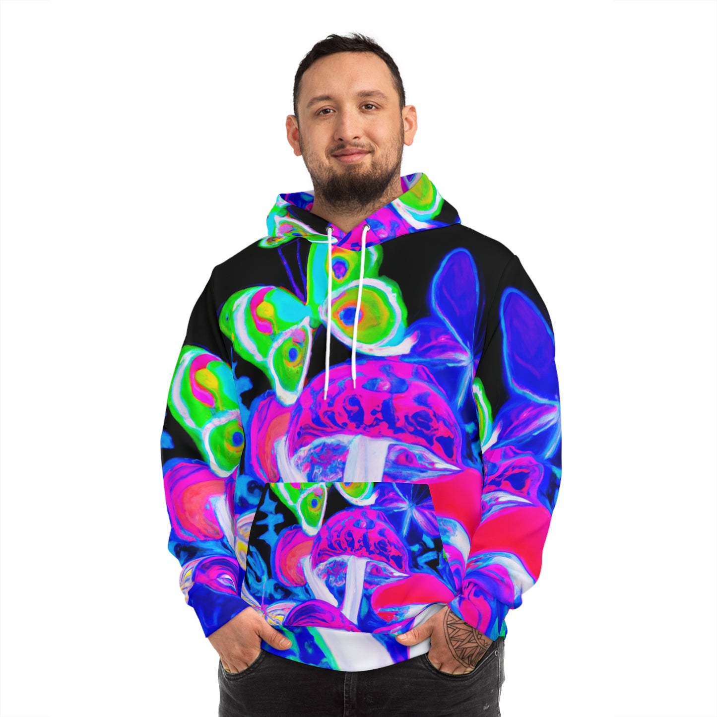 Neon Fantasia. - Butterflies & Mushrooms AOP Hoodie