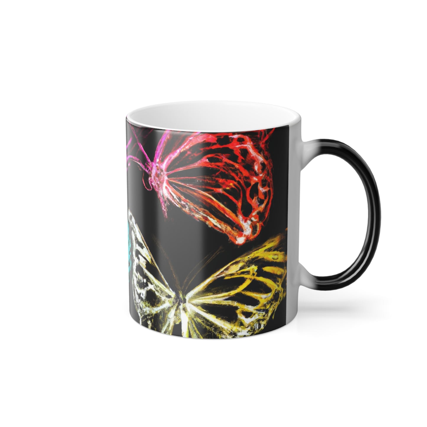 Neon Butterflies Beneath the Stardust. Neon Butterflies 11oz Color Morphing Mug