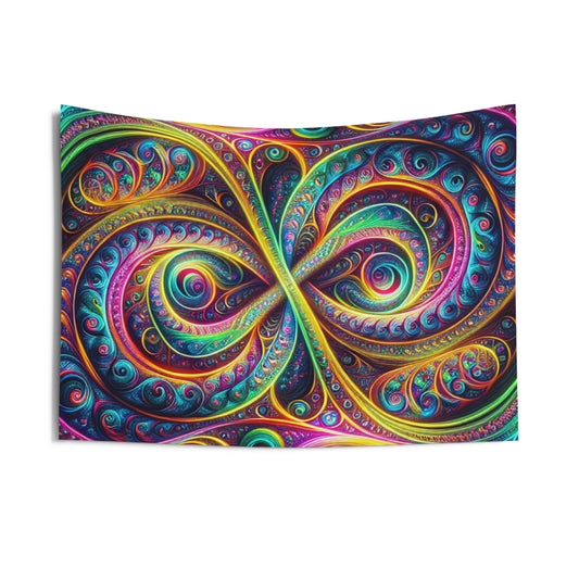 Vivid Infinity Auras. Infinity Patterns Art Tapestry
