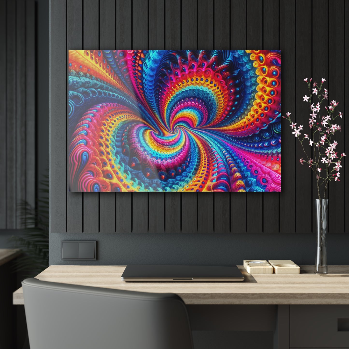 Aurora Fluxion. Trippy infity Pattern 1/4" Glossy Acrylic Art