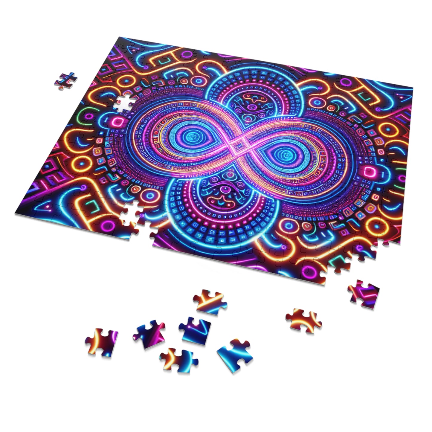 Neon Infinifinity - Neon Trippy Infinity Patterns Puzzle 30, 110, 252, and 1000 Pieces