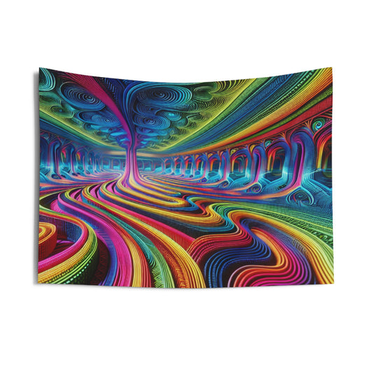 "Neon Infinity Vortex" Infinity Patterns Art Tapestry
