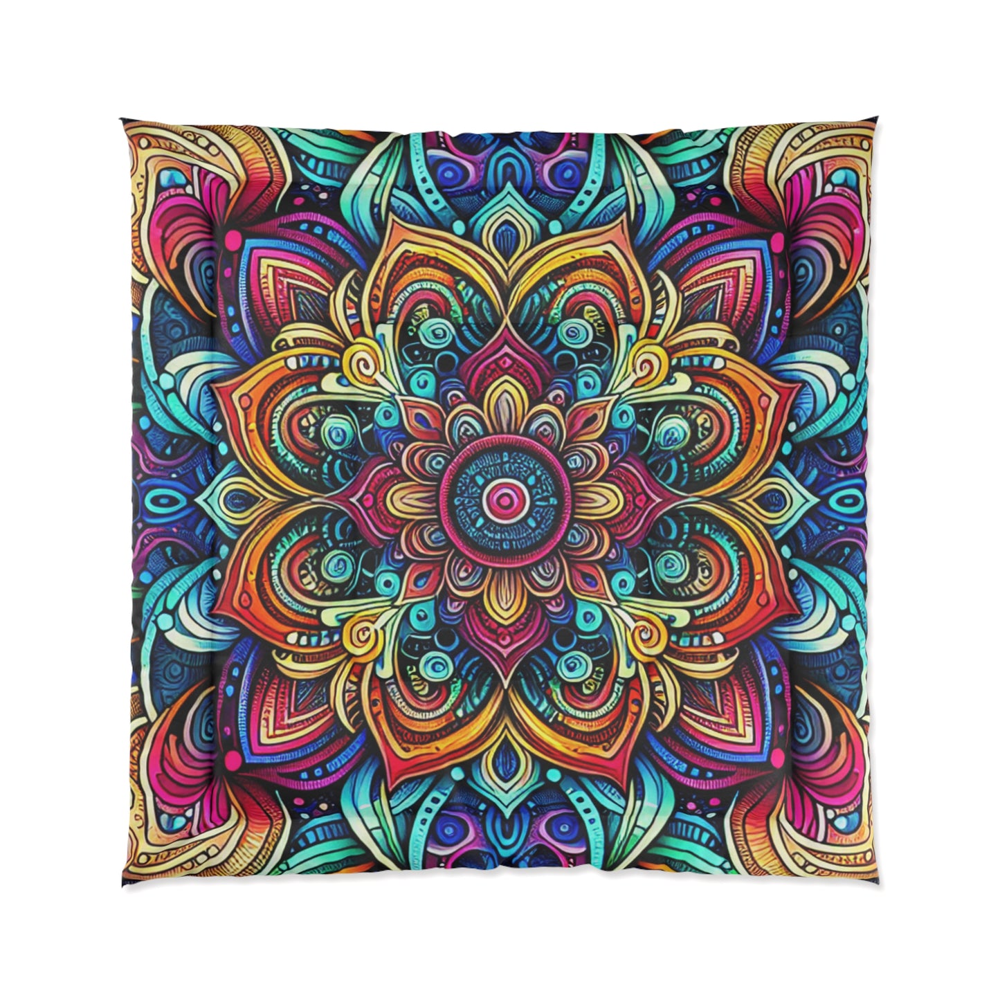 Neon Insanity Maze. Trippy Infinity Patterns Comforter Blanket