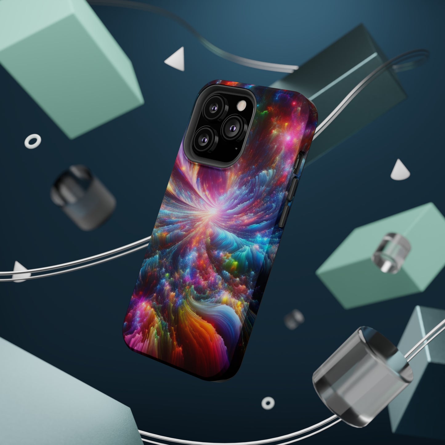 Neon Infinity Chromadrift. Neon Trippy Infinity Patterns Premium Art Magsafe Magnet Tough IPhone 13 14 15 Pro Plus Max and Mini in Matte and Glossy Phone cases