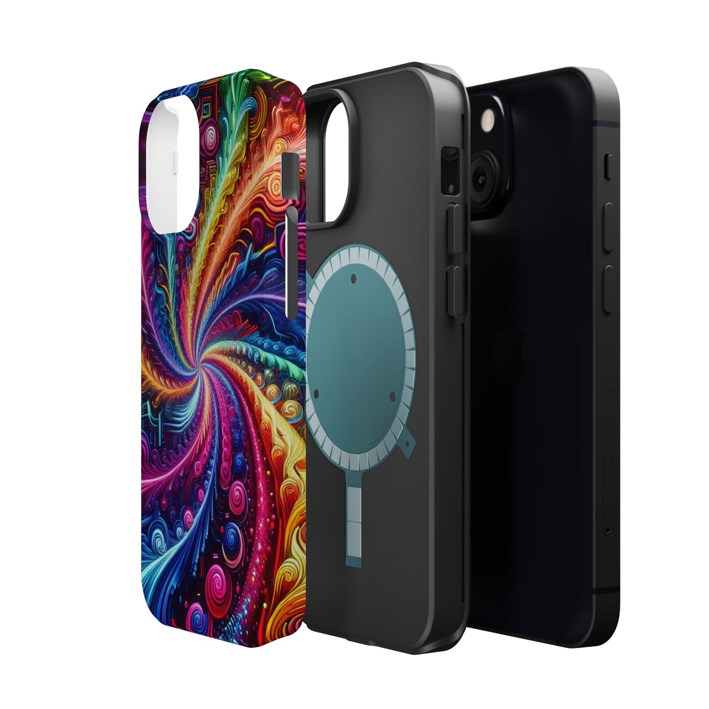 Infinite Neon Ravelry. Neon Trippy Infinity Patterns Premium Art Magsafe Magnet Tough IPhone 13 14 15 Pro Plus Max and Mini in Matte and Glossy Phone cases