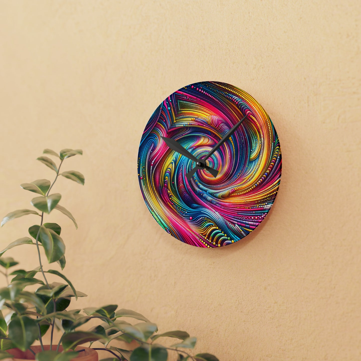 Neon Infinity Vortex Infinity Patterns Art Acrylic Clock
