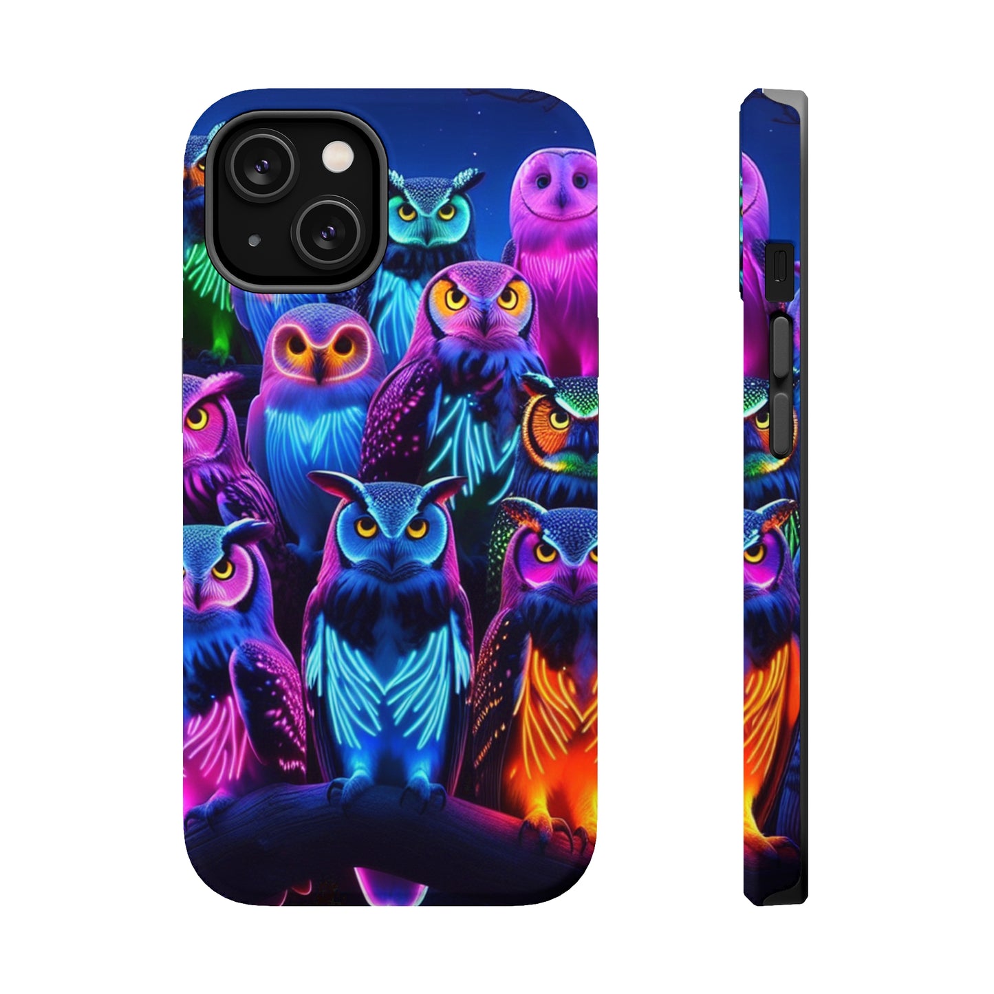 Neon Nocturne Owls. Neon Owls Premium Art Magsafe Magnet Tough IPhone 13 14 15 Pro Plus Max and Mini in Matte and Glossy Phone cases