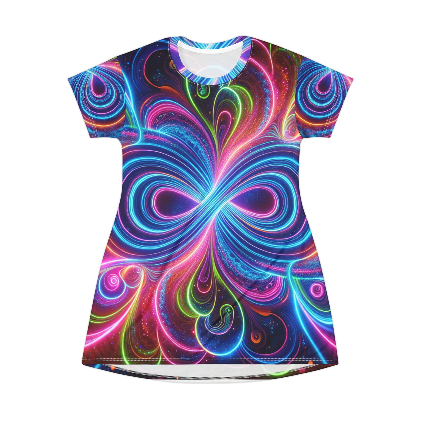 Neon Infinity Vortex. Infinity Patterns Womans T Shirt Dress