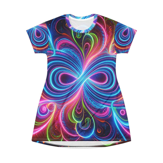 Neon Infinity Vortex. Infinity Patterns Womans T Shirt Dress