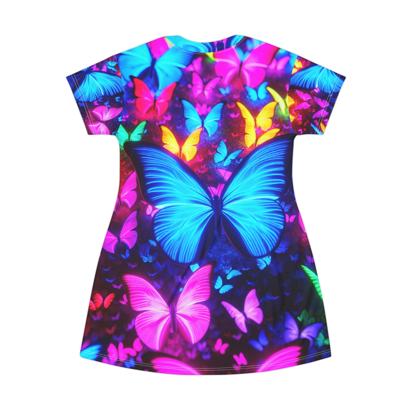 "Neon Butterflies in Flight" Neon Butterflies Womans T Shirt Dress