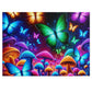 Neon Splurge. - Neon Butterflies and Mushrooms Puzzle 30, 110, 252, and 1000 Pieces