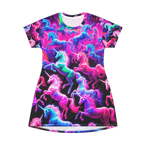 Neon Unicorn Spectacle. Neon Unicorns Womans T Shirt Dress