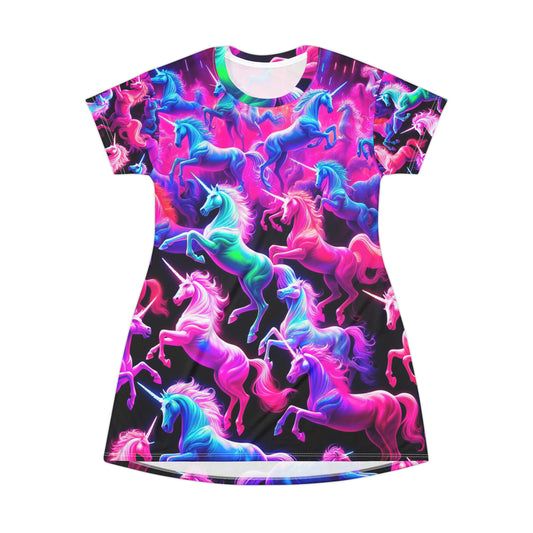 Neon Unicorn Spectacle. Neon Unicorns Womans T Shirt Dress