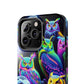 'Flock of Electric Flamses' NEON Owls Tough Phone Case