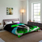 "Vibrant Neon Fantasy". Butterflies & Mushrooms Comforter Blanket
