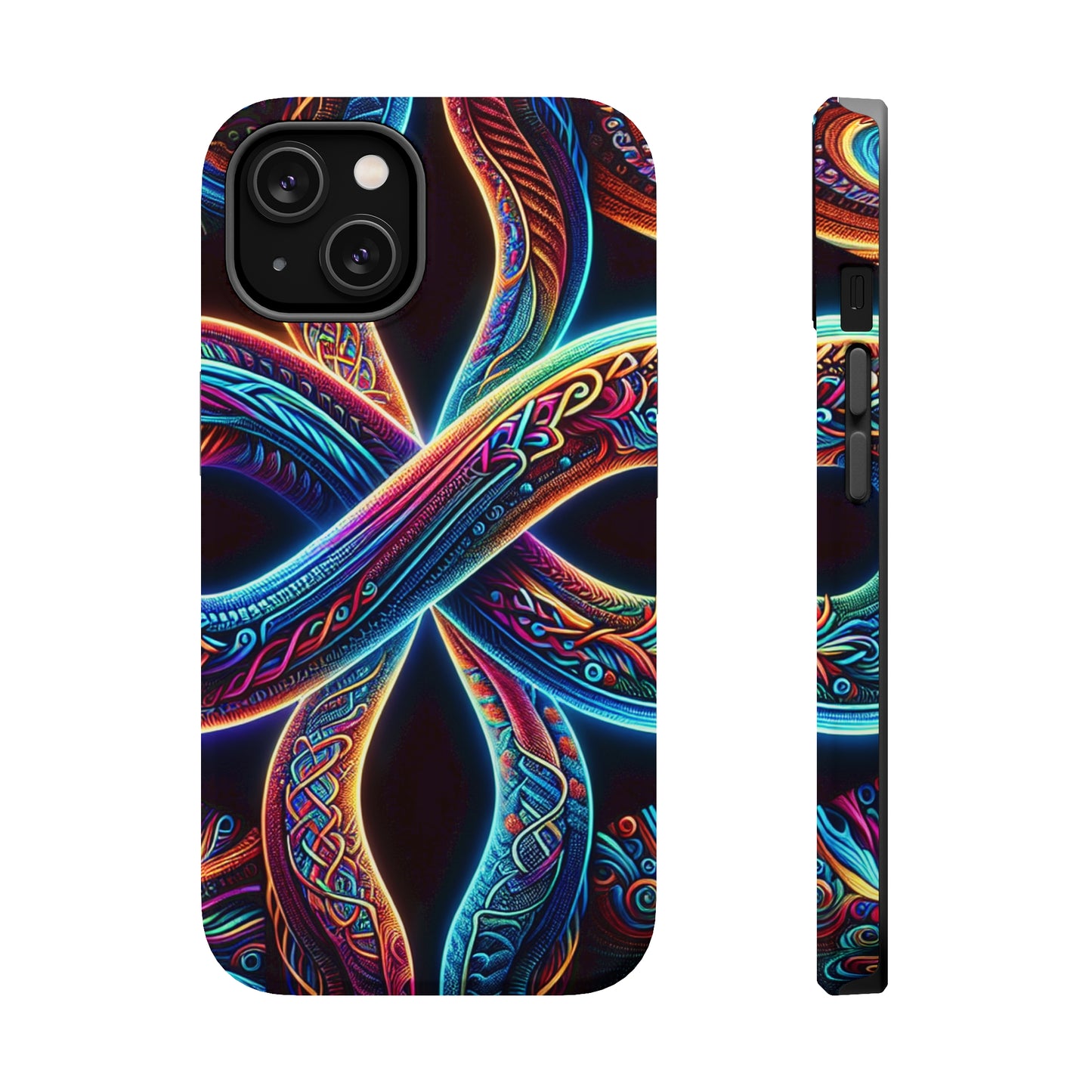 Vibrant Infinity Nocturne Neon Trippy Infinity Patterns Premium Art Magsafe Magnet Tough IPhone 13 14 15 Pro Plus Max and Mini in Matte and Glossy Phone cases