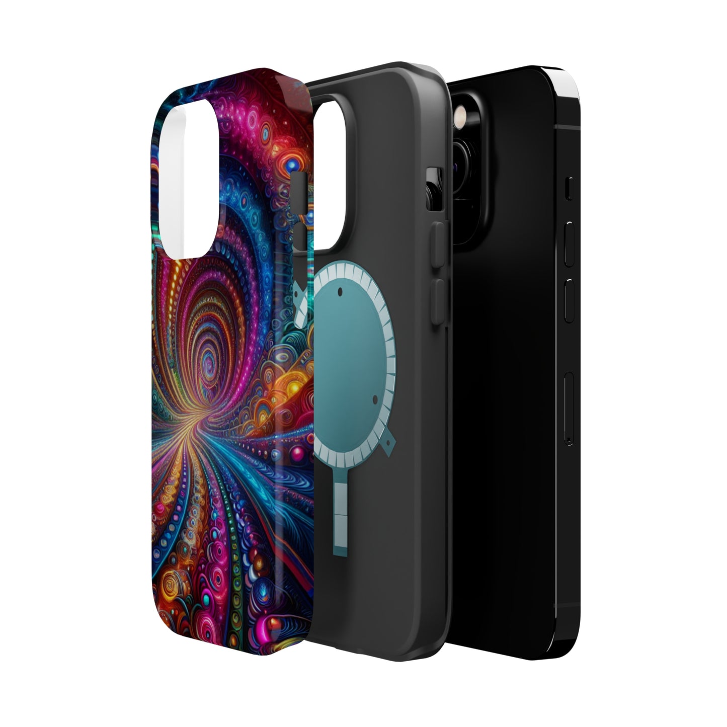 Neon Eternal Infinity Oasis. Neon Trippy Infinity Patterns Premium Art Magsafe Magnet Tough IPhone 13 14 15 Pro Plus Max and Mini in Matte and Glossy Phone cases