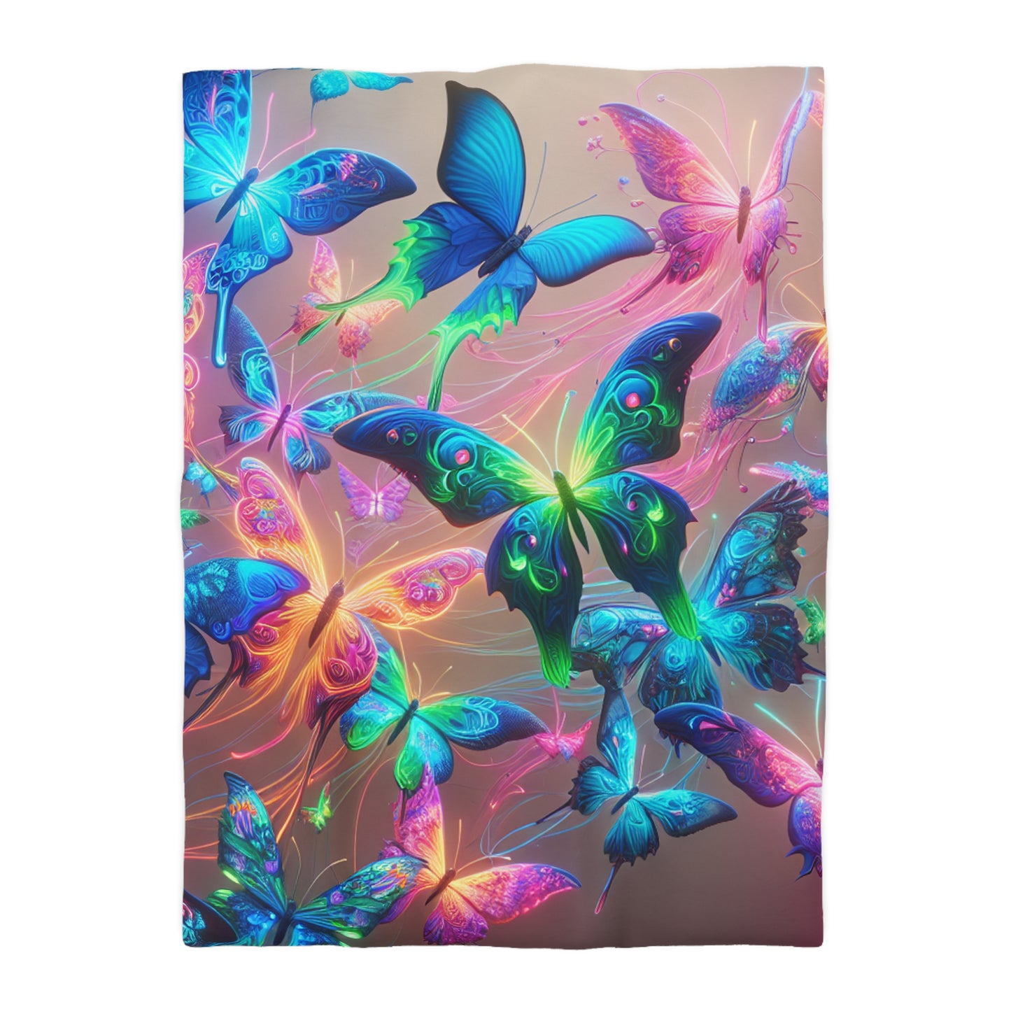 Giovanni de la Prata. - NEON Butterflies Microfiber Duvet Cover