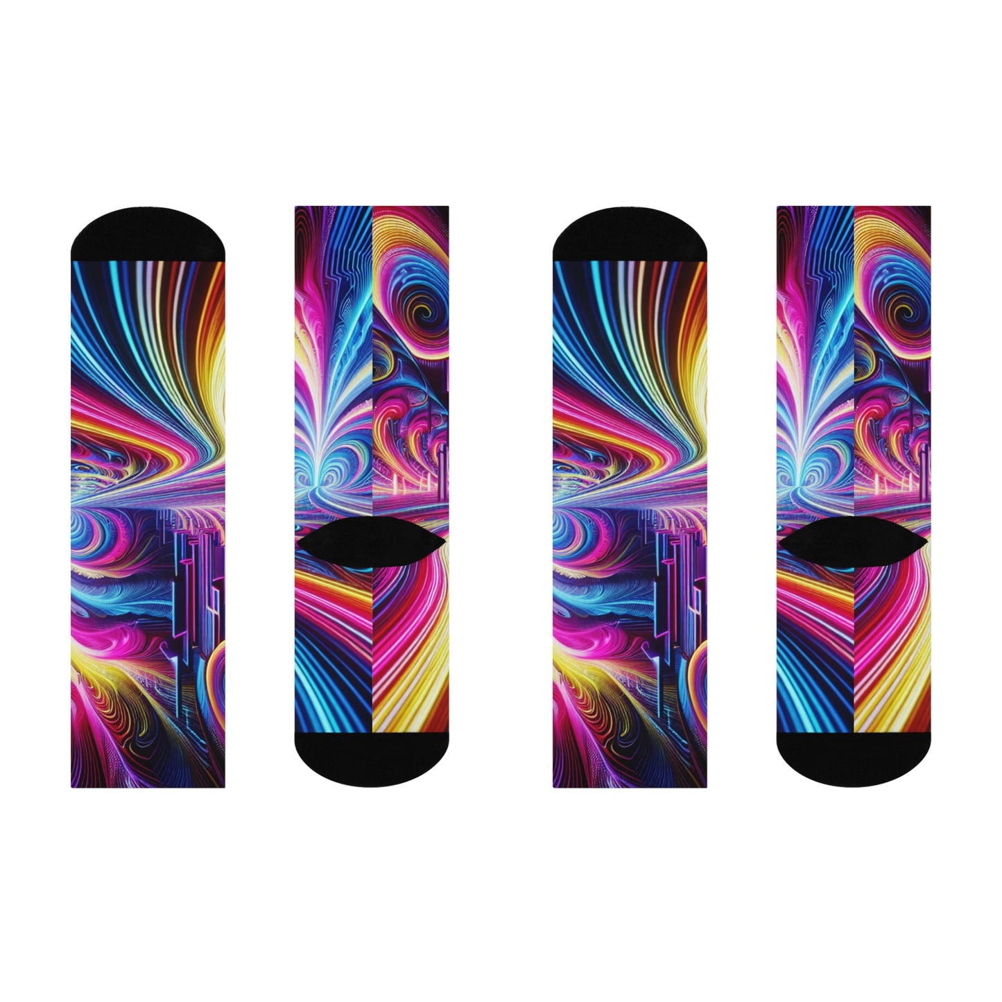 Neon Infinity Ouroboros. Trippy Cushioned Crew Socks