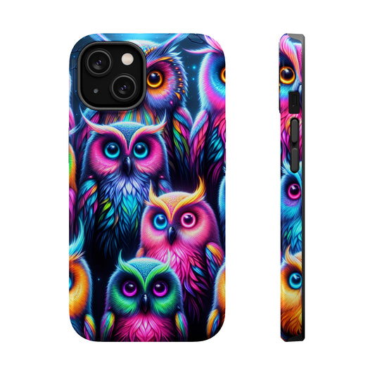 Neon Night Owls Neon Owls Premium Art Magsafe Magnet Tough IPhone 13 14 15 Pro Plus Max and Mini in Matte and Glossy Phone cases