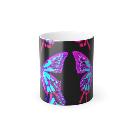 "Neon Symphony of Butterflies" Neon Butterflies 11oz Color Morphing Mug