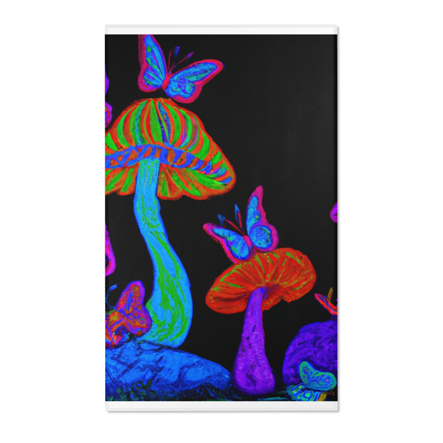 Neon Splendour. Butterflies & Mushrooms Area Rug