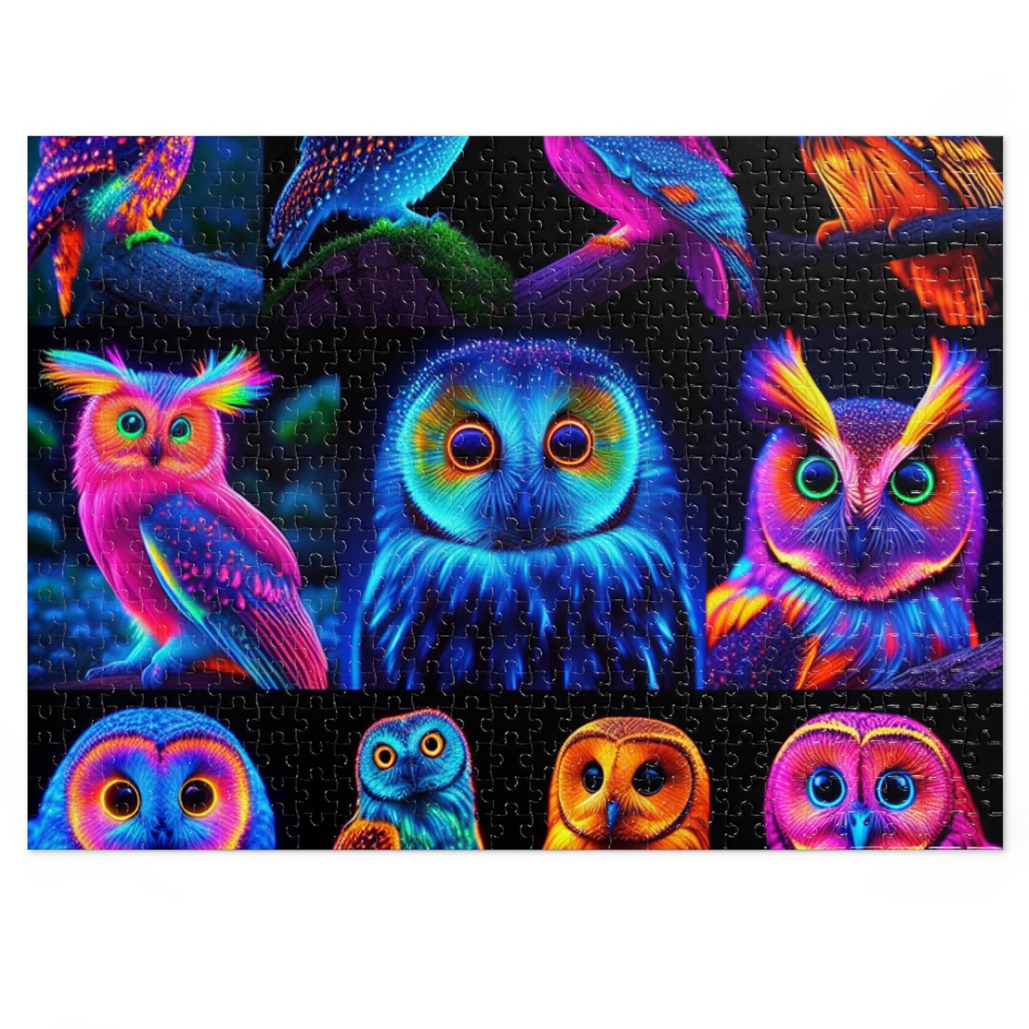 "Neon Nocturne" - Neon Owls Puzzle