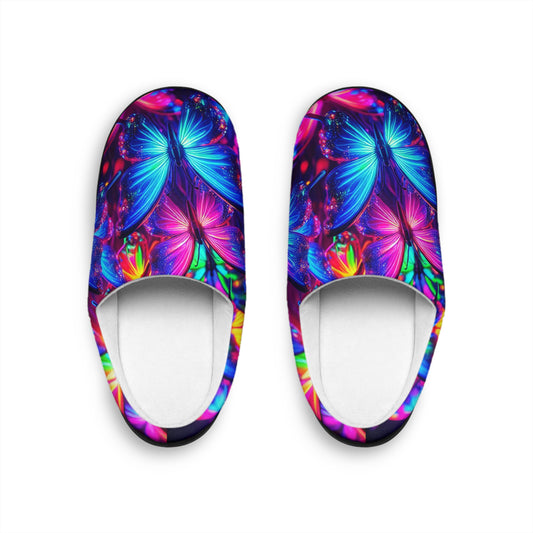 Neon Flutter. - Neon Butterflies Woman's Indoor Slippers
