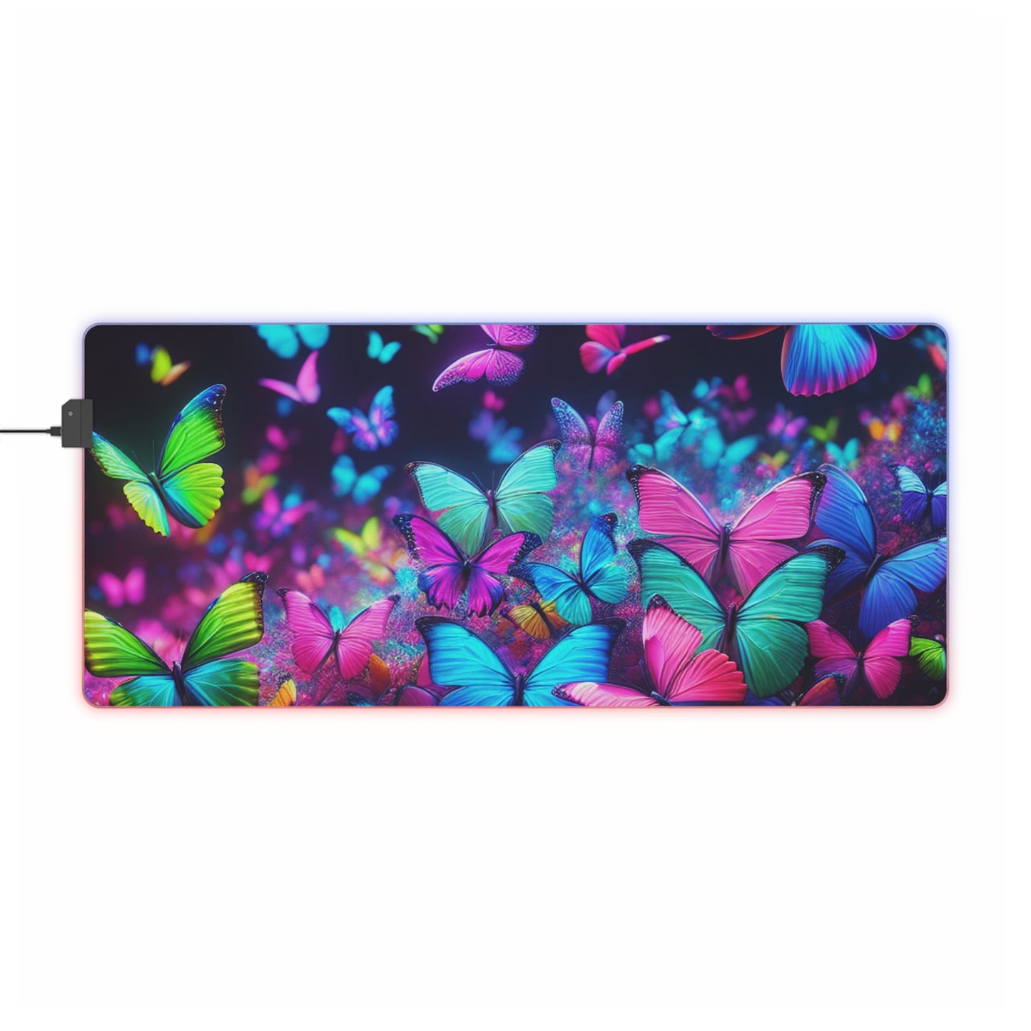 "Neon Rainbow Wonders" NEON Butterflies LED Mousepad
