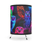 "Owls in Neon Hues" - NEON Owls Art Tripod Lamp
