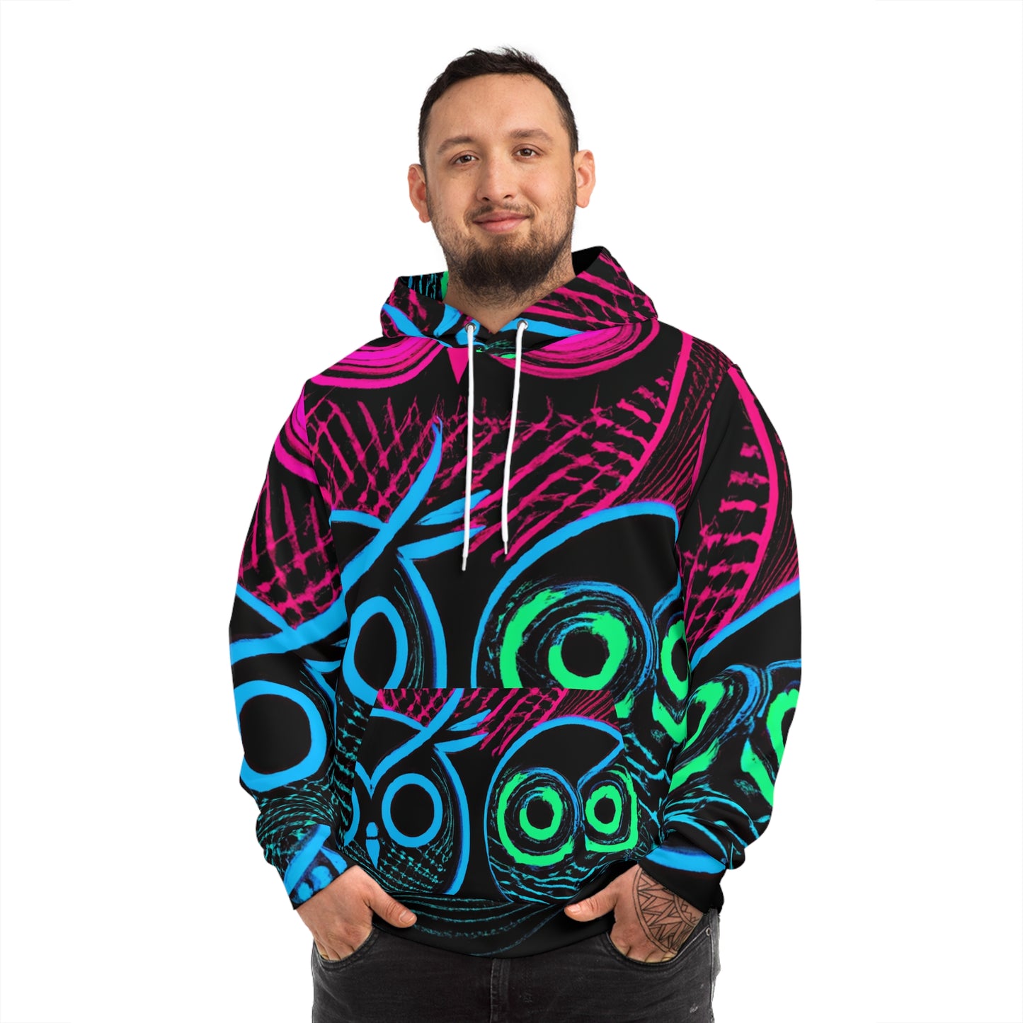 "Bright-eyed Brotherhood" - NEON Owls AOP Hoodie