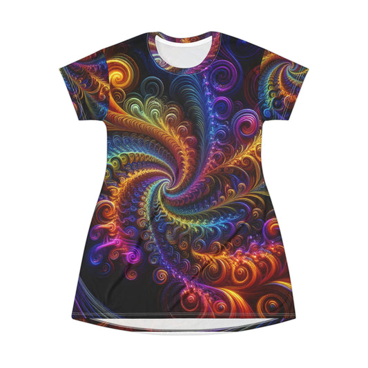 Cosmic Rainbow Swirls. Infinity Patterns Womans T Shirt Dress