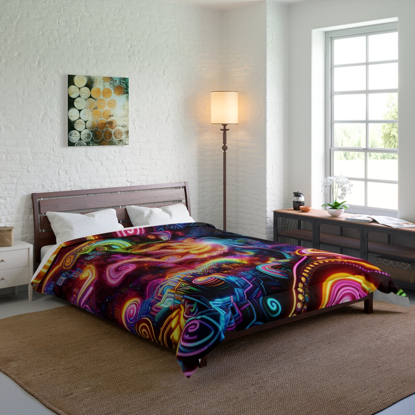 Cosmic Kaleidocolors. Trippy Infinity Patterns Comforter Blanket