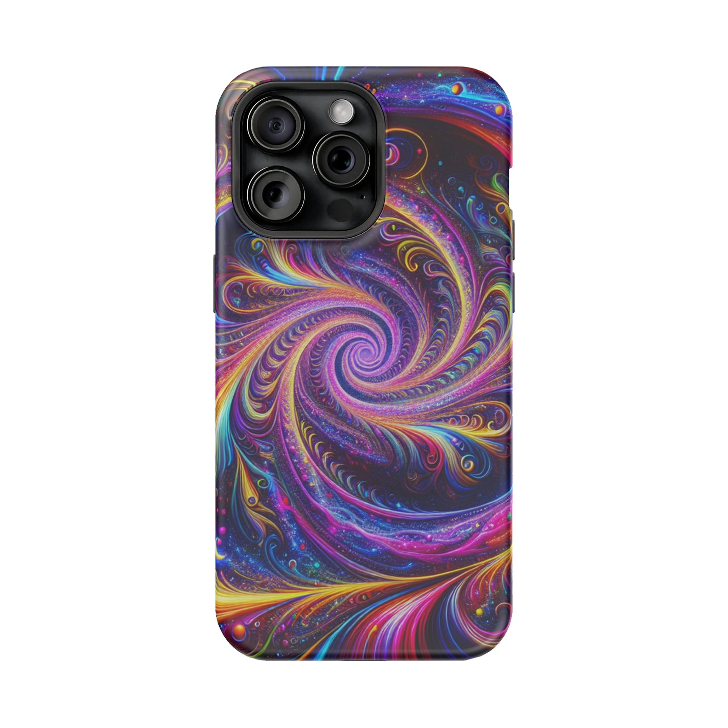 Vivid Psychedelic Cosmic Euphoria. Neon Trippy Infinity Patterns Premium Art Magsafe Magnet Tough IPhone 13 14 15 Pro Plus Max and Mini in Matte and Glossy Phone cases