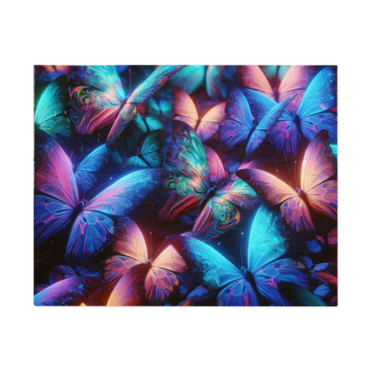 "Neon Flutter" - Neon Butterflies Puzzle30, 110, 252, and 1000 Pieces