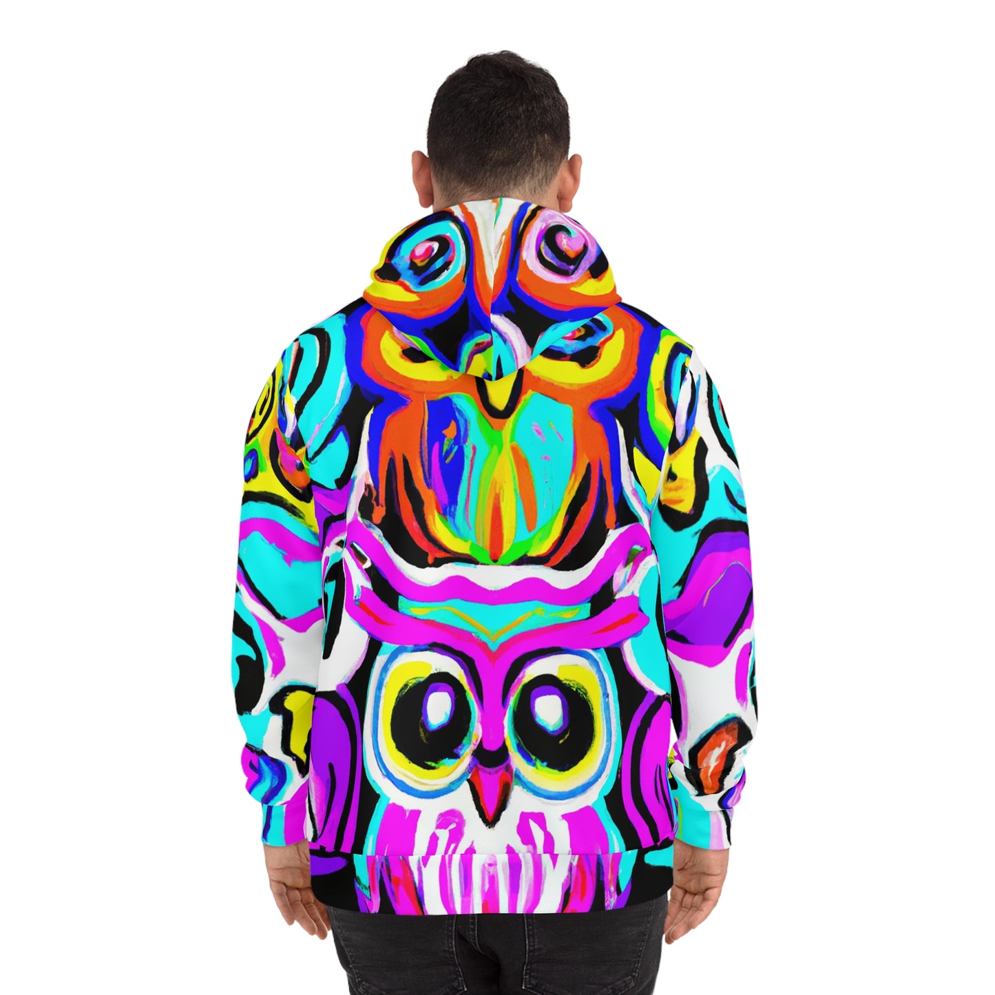 "Owls In Neon Wonderland" - NEON Owls AOP Hoodie