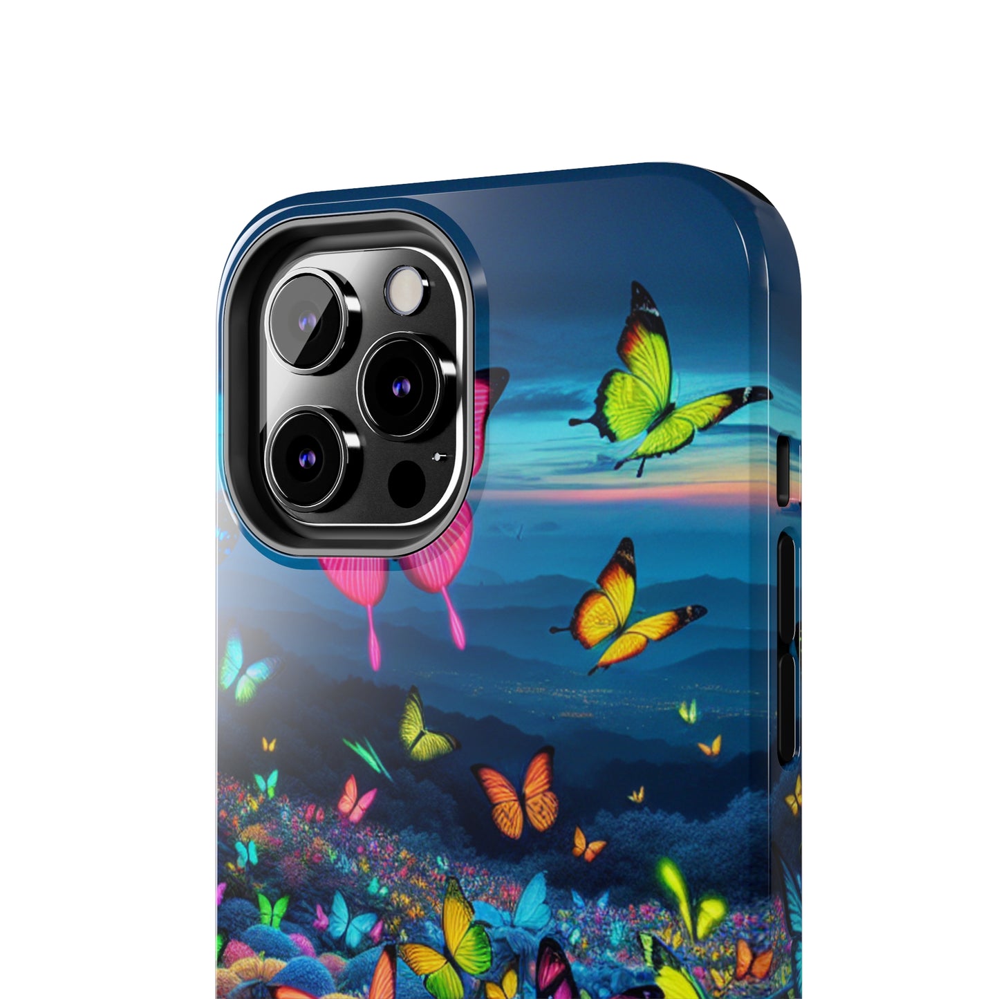 "Neon Flight Spectacle" NEON Butterflies Tough Phone Case Iphone 6 7 8 9 10 11 12 13 14 SE X XR XS Pro Max Mini Plus