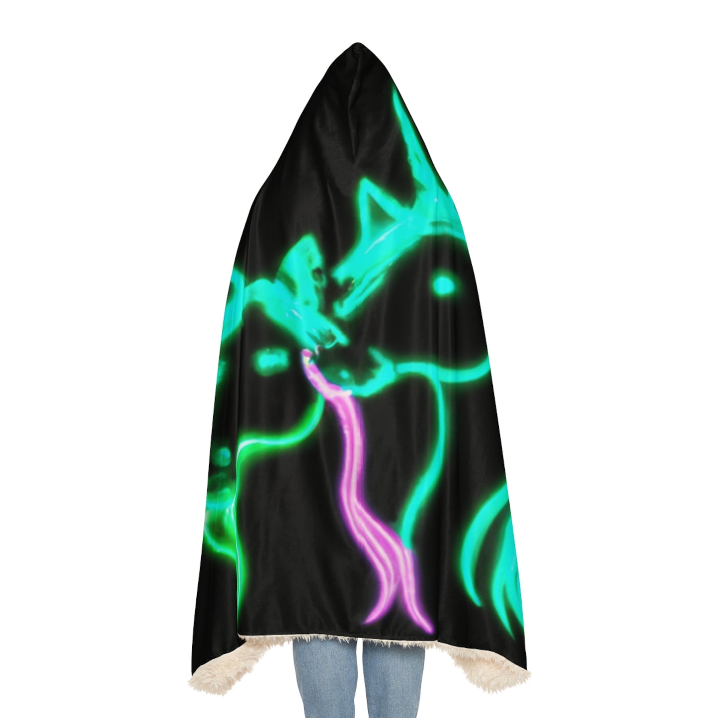 "Neon Dreamscape" - NEON Unicorns Art Hooded Snuggle Blanket