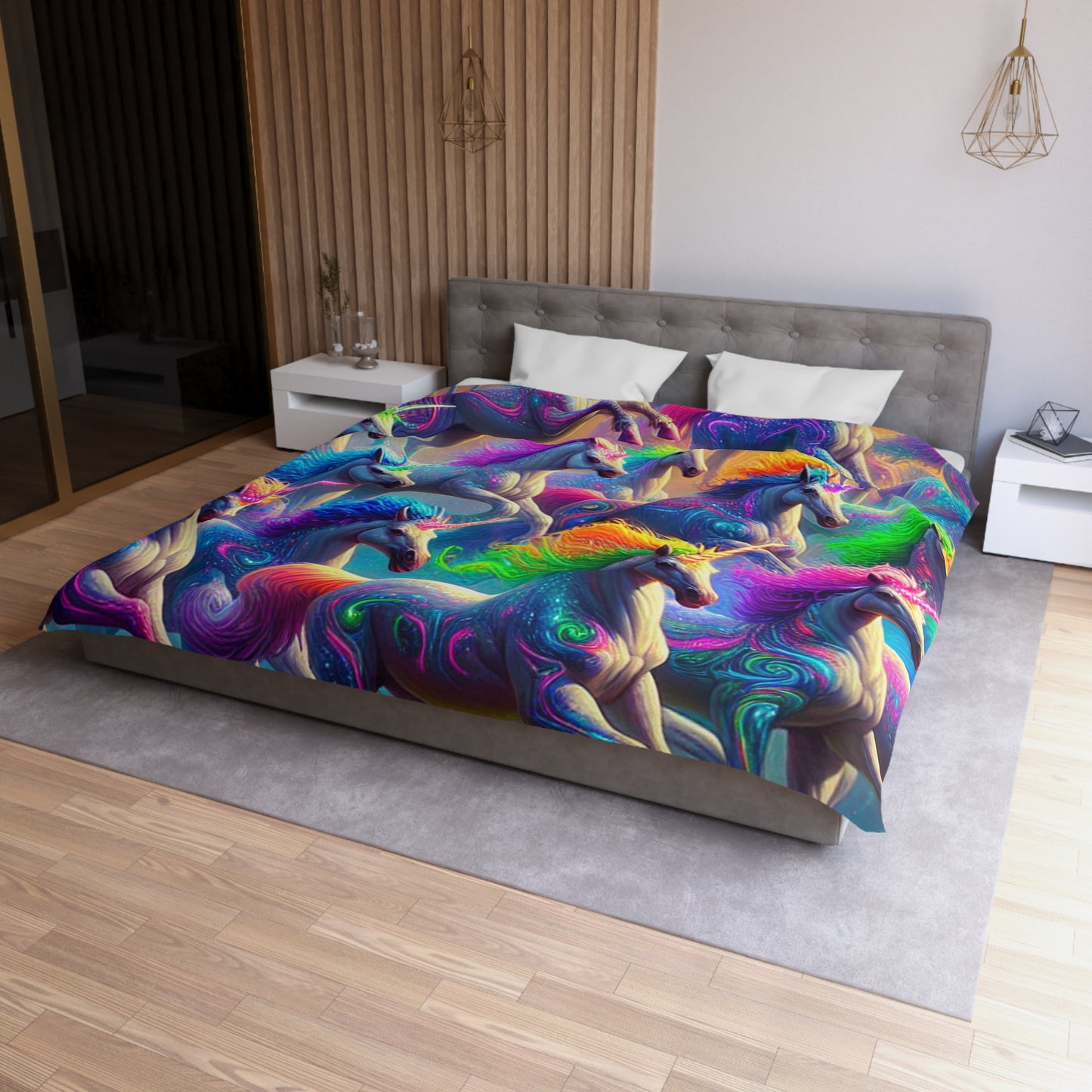 Pietro Romano - NEON Unicorns Microfiber Duvet Cover