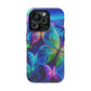 'Serene Spectacle of Neon Butterflies' Neon Butterflies Premium Art Magsafe Magnet Tough IPhone 13 14 15 Pro Plus Max and Mini in Matte and Glossy Phone cases